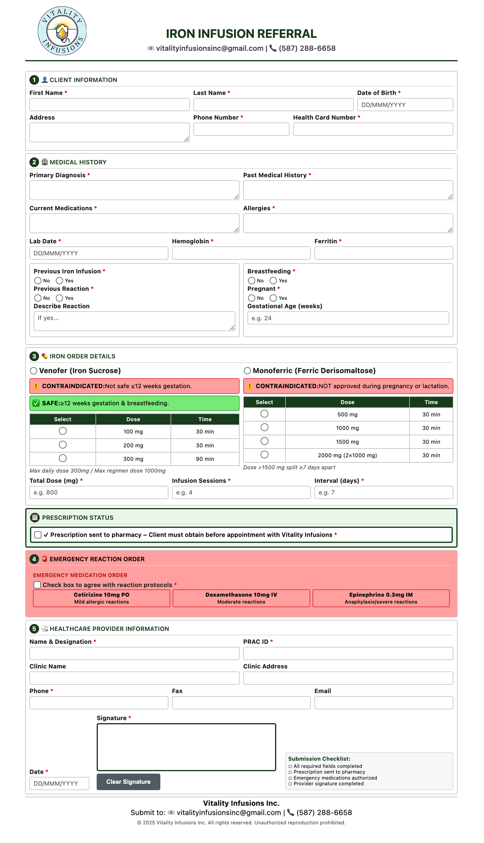 Iron Infusion Referral Form